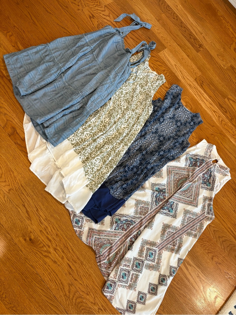 Altar'd State Blue, White and Navy Mixed Print Summer Dress Set